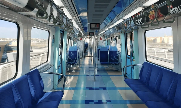 Dubai Metro interior showing modern automated train
