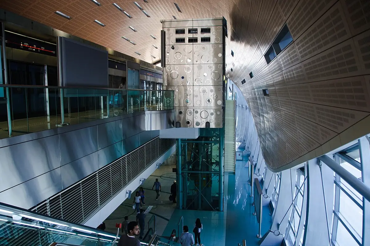Inside a Dubai Metro station concourse